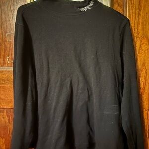Studio Works Black Long Sleeve Mock-Neck Top